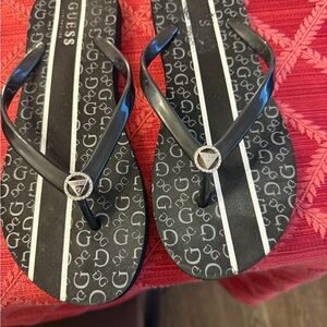 Guess Monochrome Logo Flip Flops